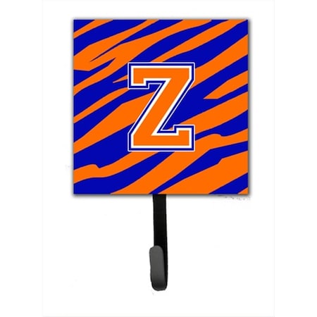 Carolines Treasures Letter Z Initial Monogram - Tiger Stripe - Blue Orange Leash Holder Or Key Hook CJ1023-ZSH4